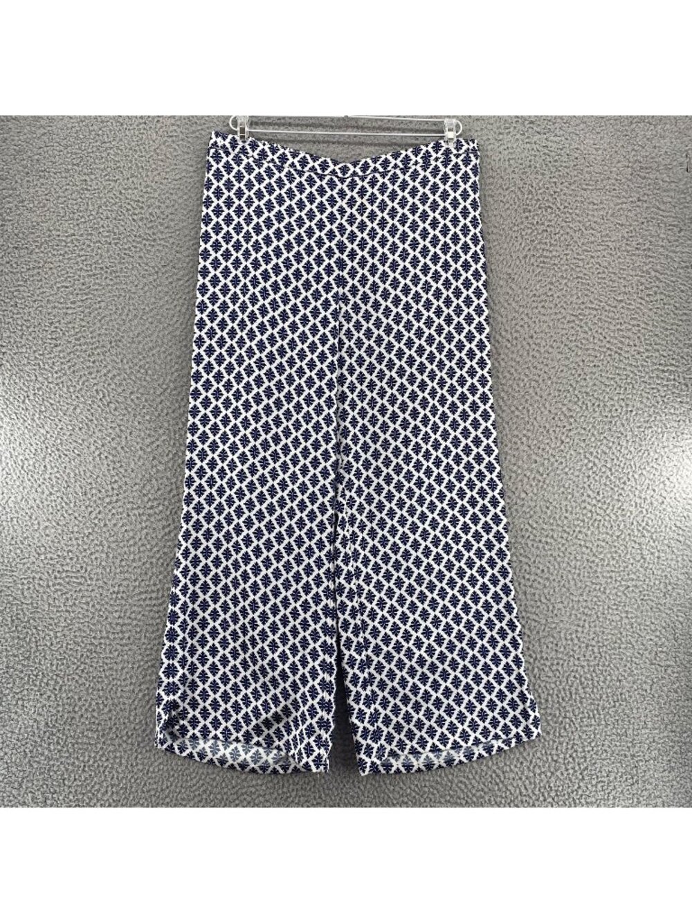 J Jill Pants Womens Medium Navy Pattern Wearever Pull On Cropped Capri Casual